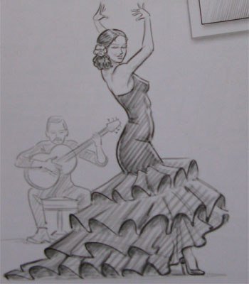 Раскраска фламенко танцовщица