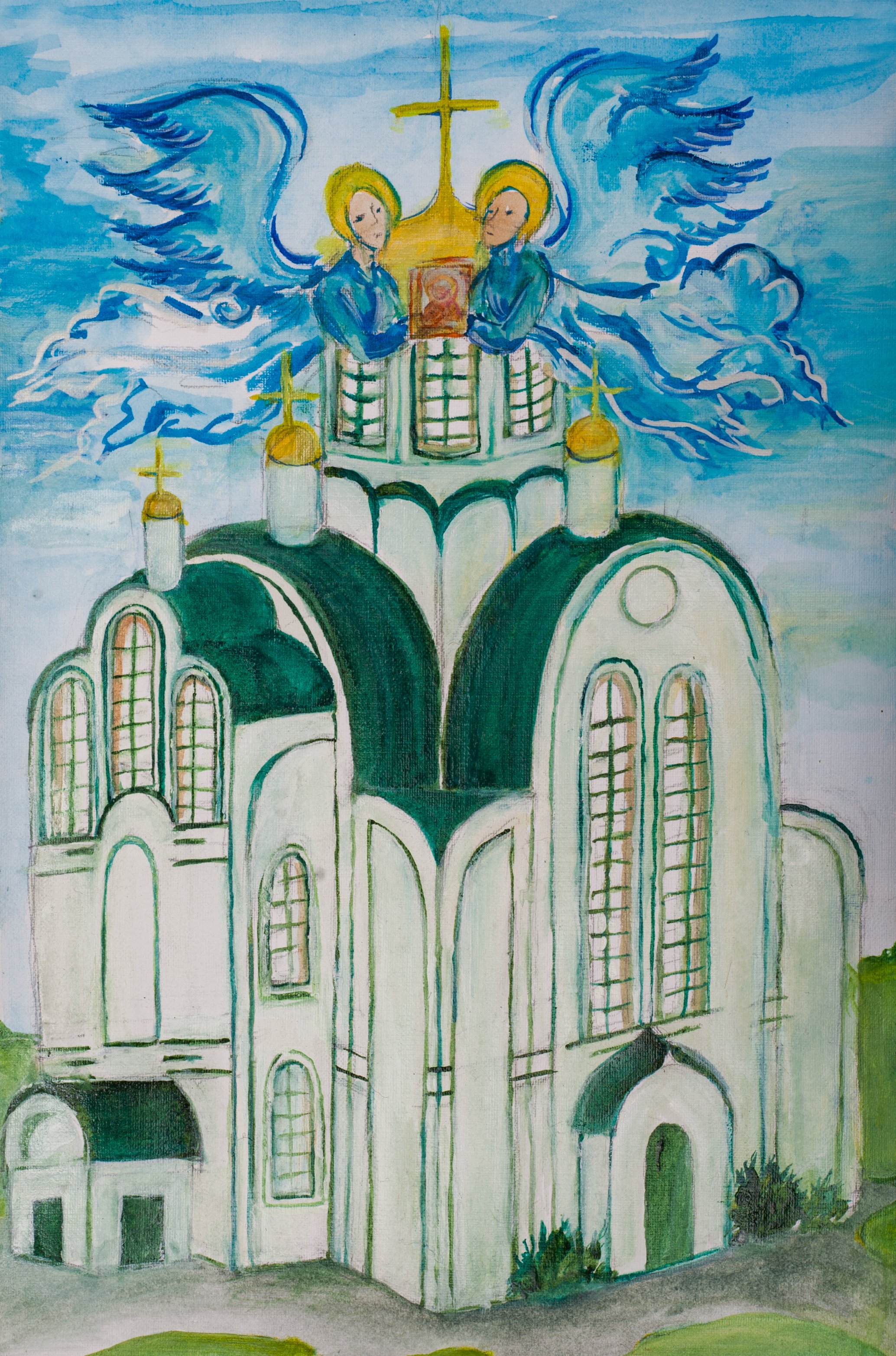 Астраханский храм Покрова Пресвятой Богородицы рисунок