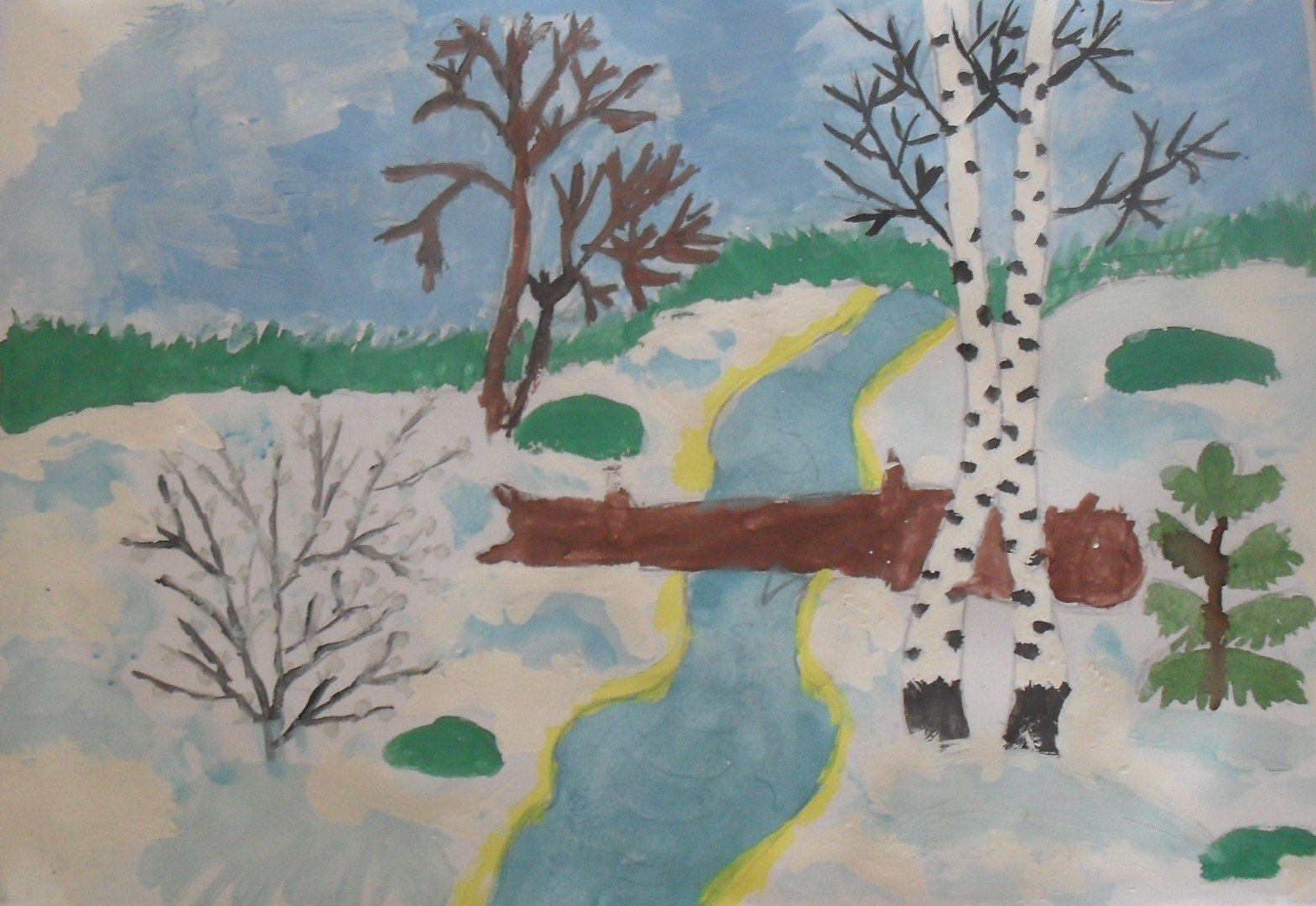 Весенний рисунок 7 класс. Рисование весеннего пейзажа. Весенний пейзаж для детей.