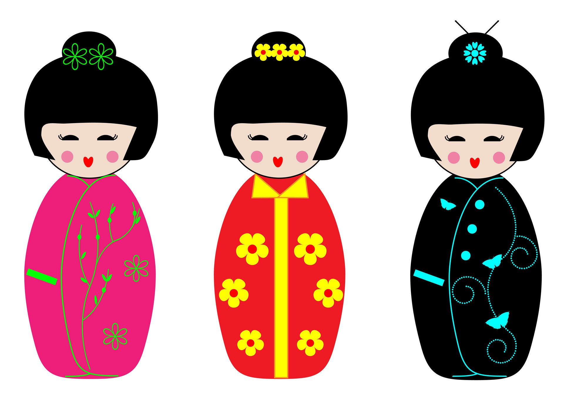 Японские куклы Кокеши вектор
