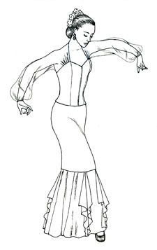 Испанская танцовщица на белом фоне