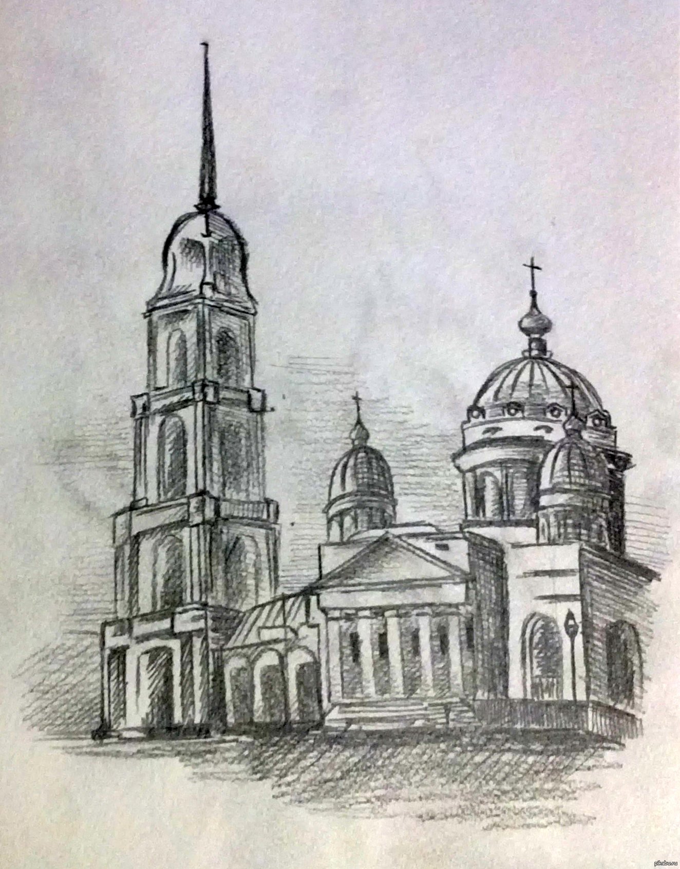 Свято-Троицкий кафедральный собор Калуга карандашом