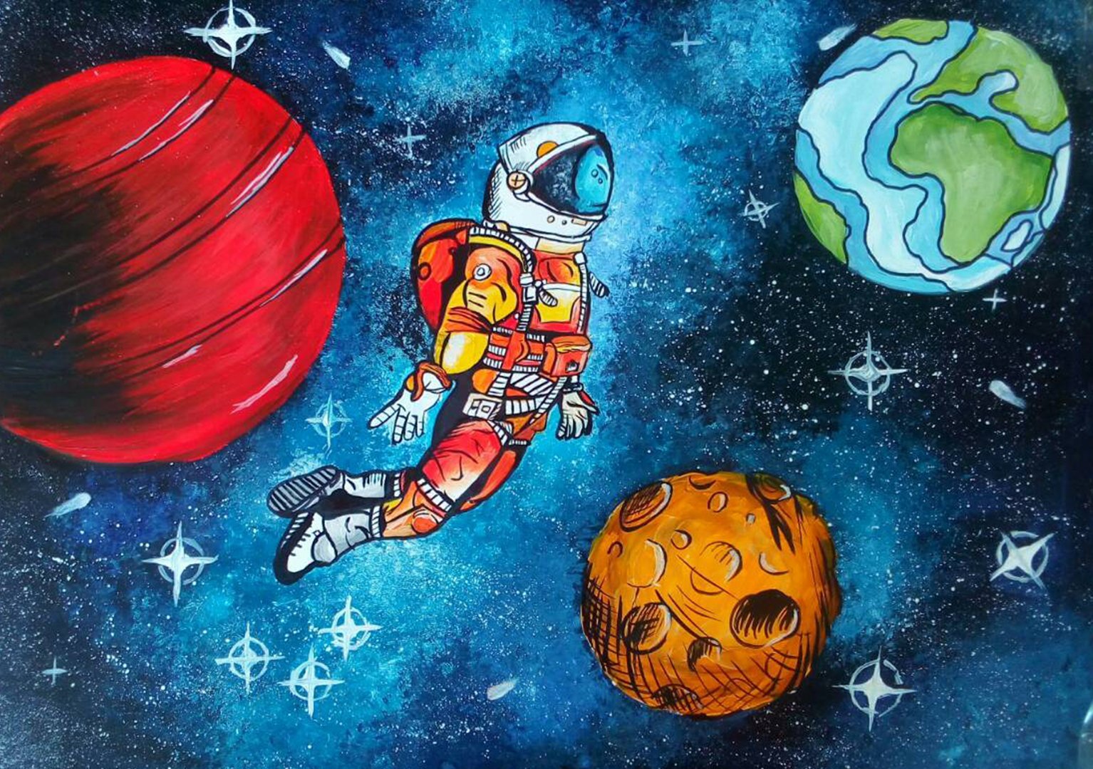 Картинки ко дне космонавтики. Рисунок на тему космос. Рисунок на космическую тему. Космическая тематика. Детские рисунки на тему космос.