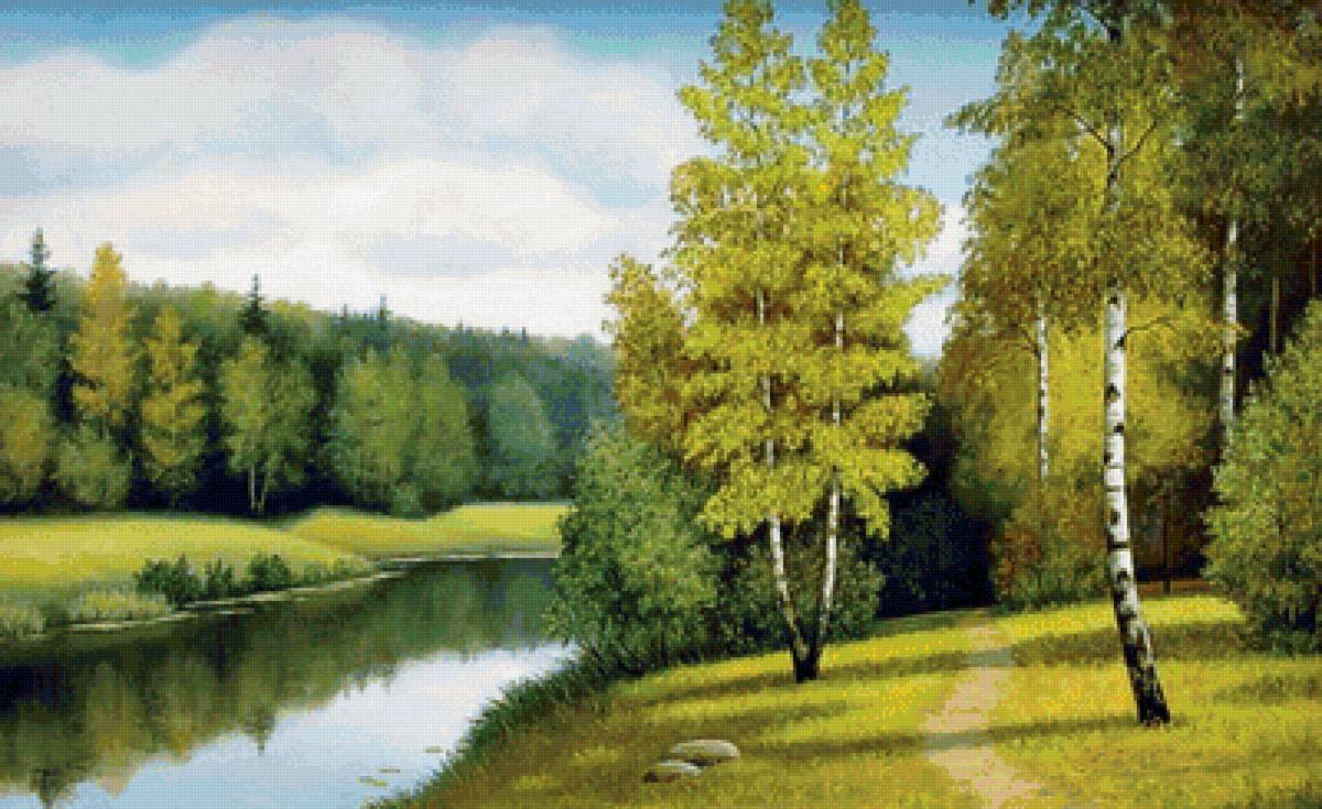 Рисунок леса реки