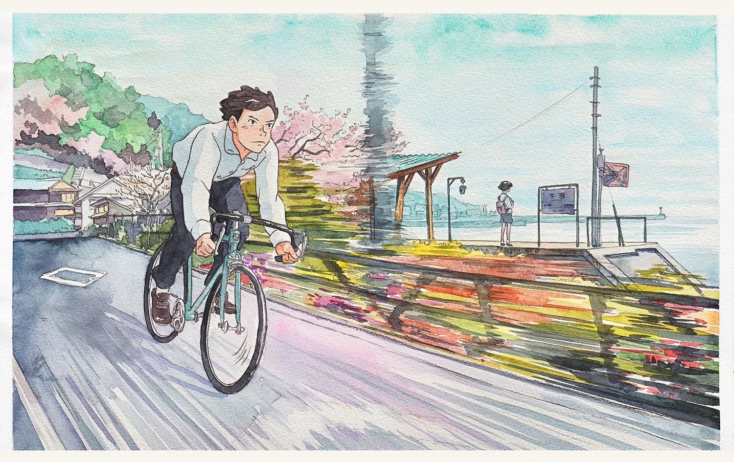 Мальчик на велосипеде арт