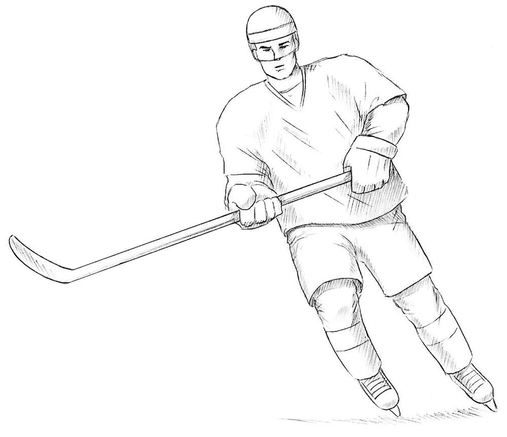 Контурный рисунок хоккеиста