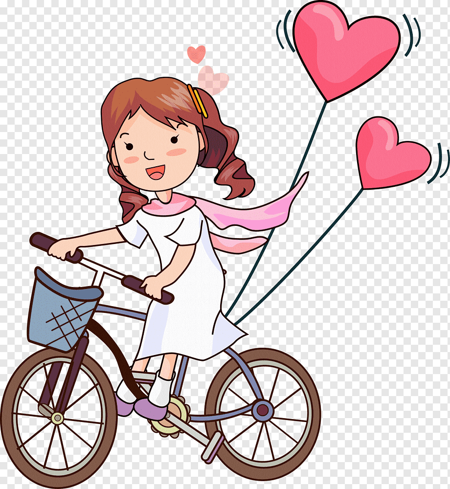 Девочка на велосипеде мультяшная