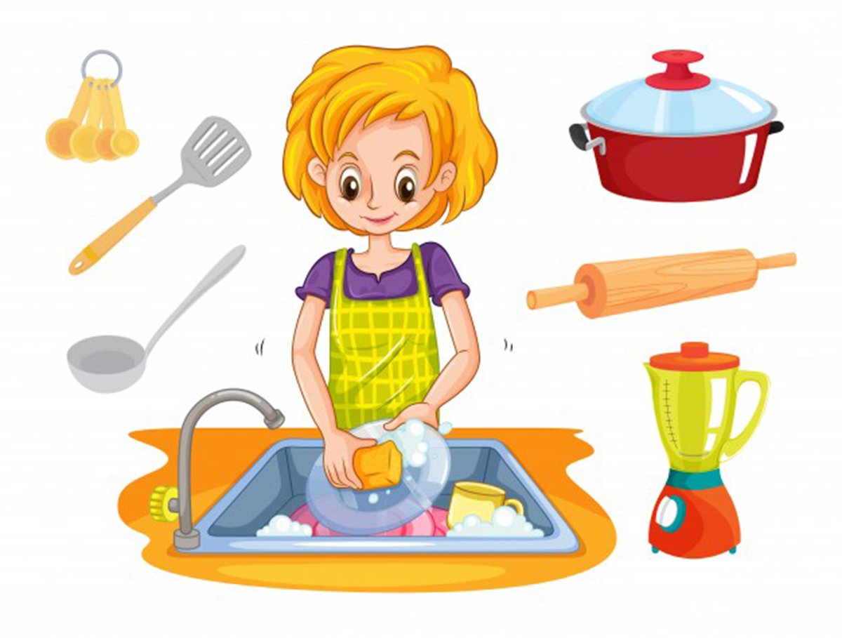 Мытье посуды иллюстрации для детей