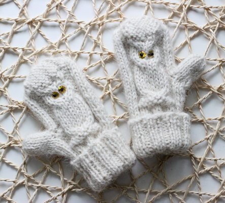 Детские варежки с совой