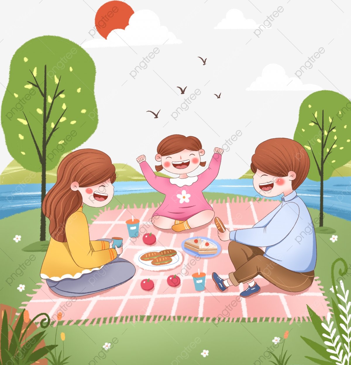 Семья на пикнике рисунок детский
