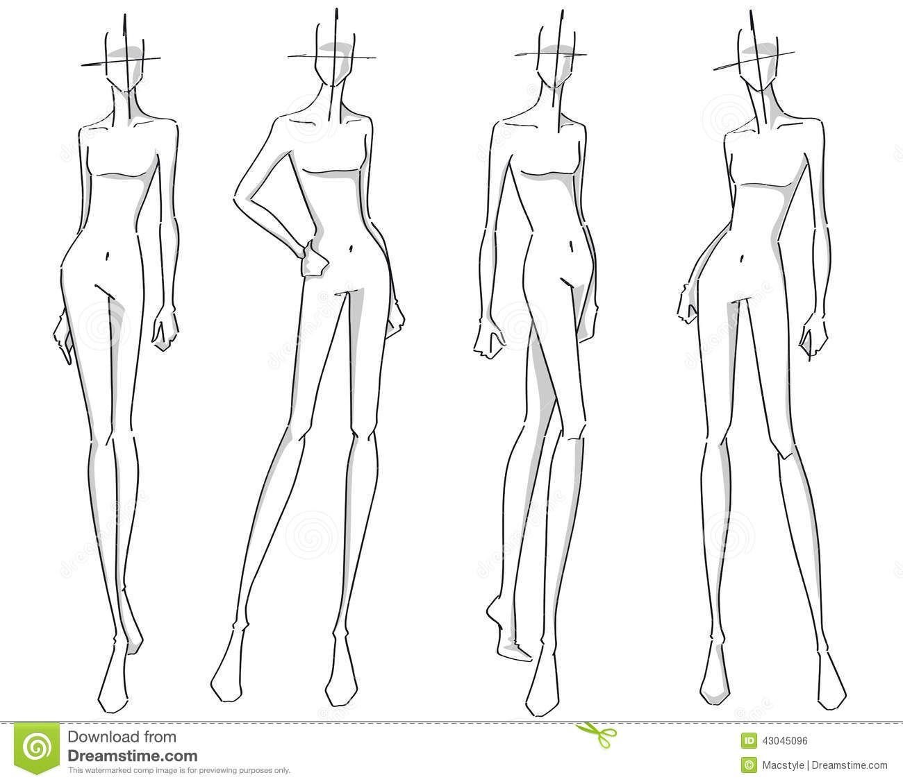 Эскиз женского тела для модельера