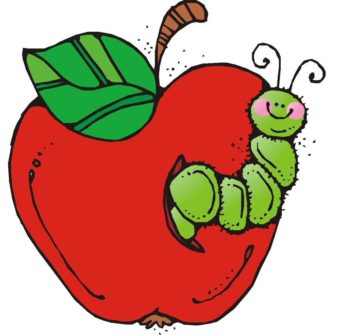 Рисование яблоко и червячок