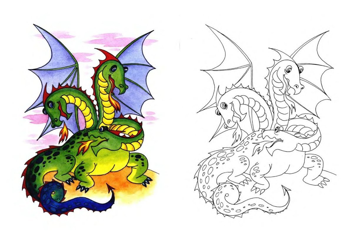 Трехглавый дракон рисунок