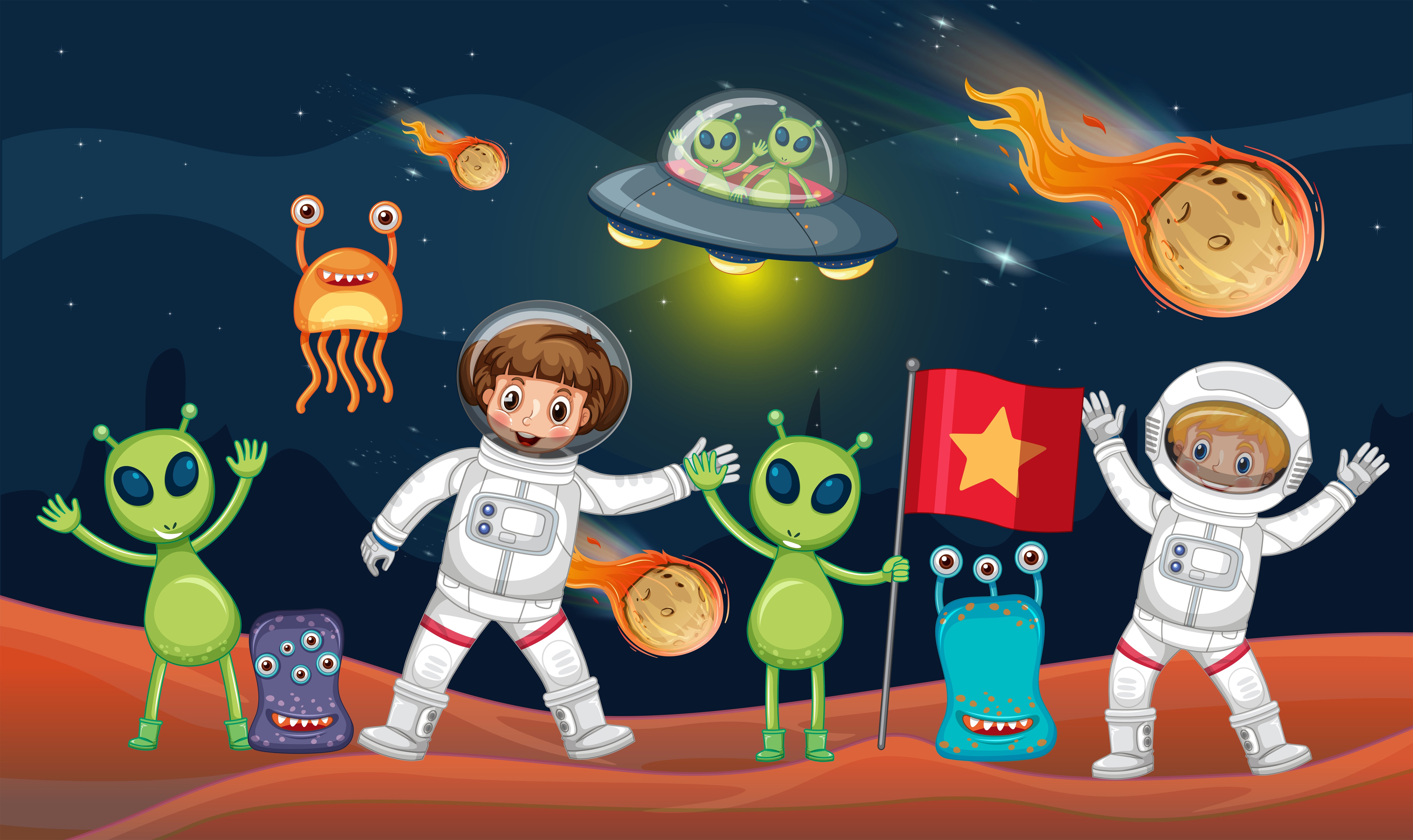 Пришельцы в космосе для детей