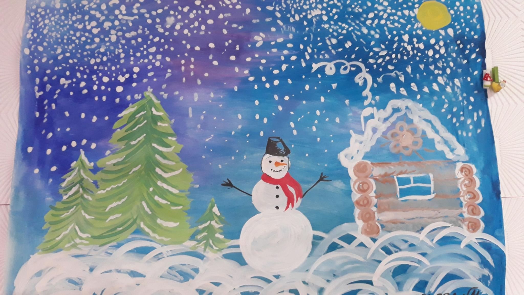Рисование в детском саду зимний пейзаж