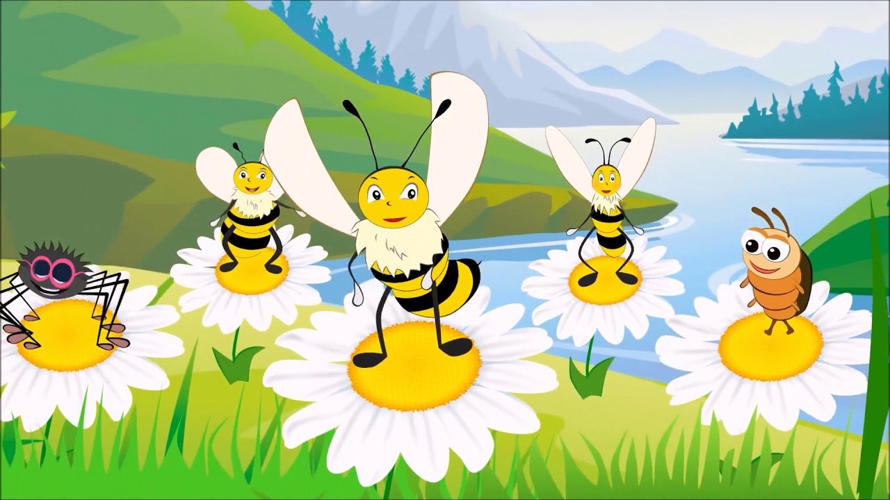 Пчелы и ветер. Полянка с пчелками. Пчелки на Поляне. Пчелы мультяшные. Пчелки на лугу.