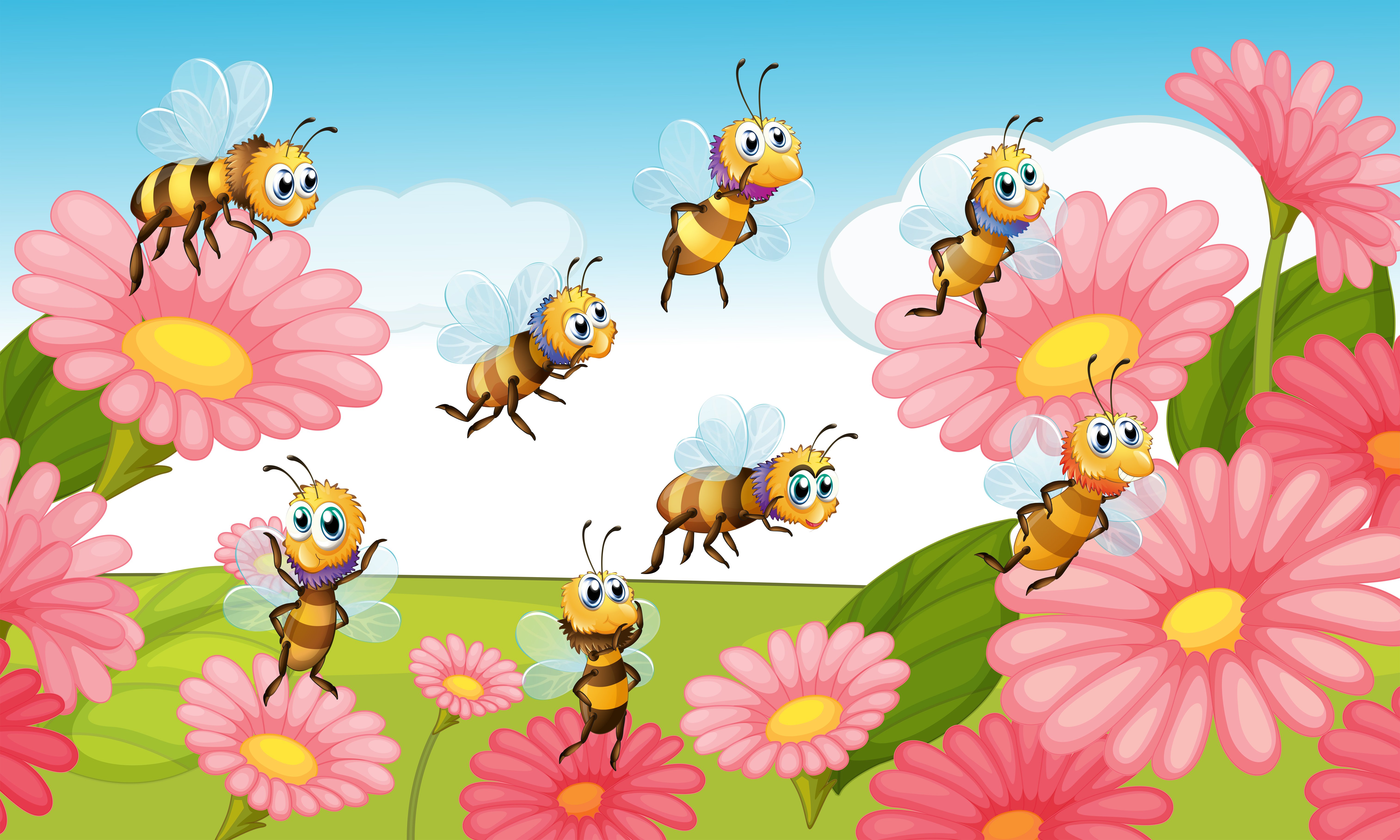 Пчелка летит на цветок