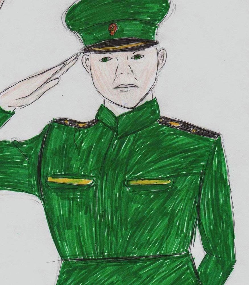 Рисунок военного солдата легко