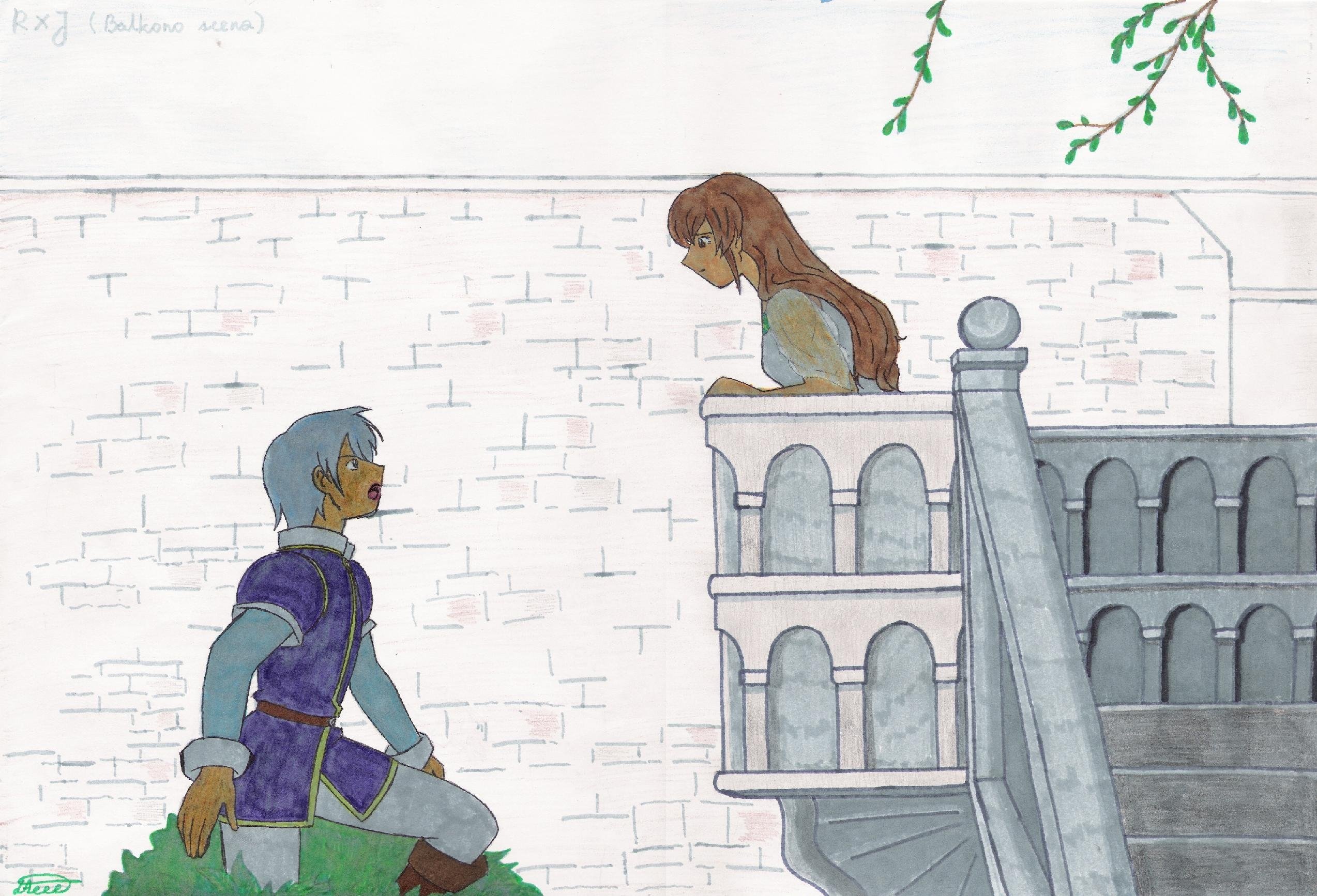 Ромео и Джульетта на балконе иллюстрации