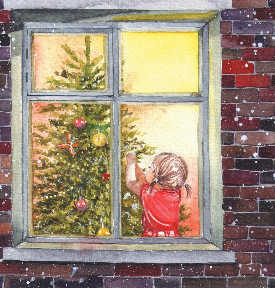 Зимнее окно рисунок. Рождество за окном. Зимнее окно с улицы. Окно иллюстрация. Елка на окно.