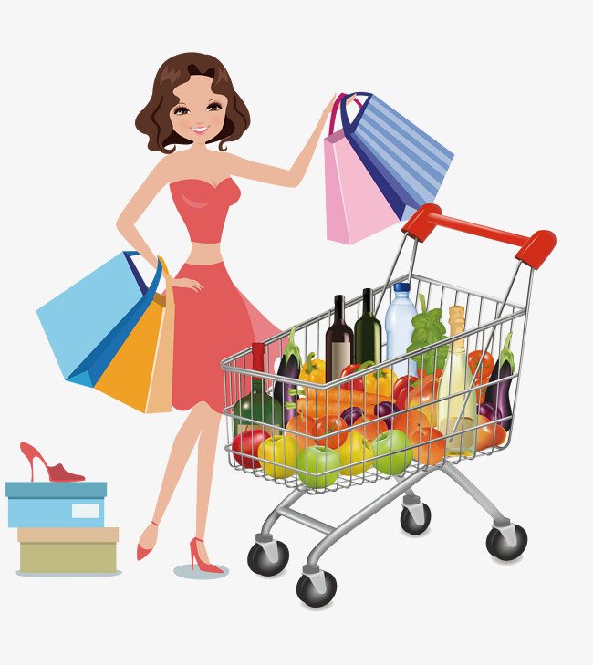 Go shopping presents you. Женщина с покупками. Поход по магазинам. Шоппинг иллюстрация. Иллюстрация за покупками.