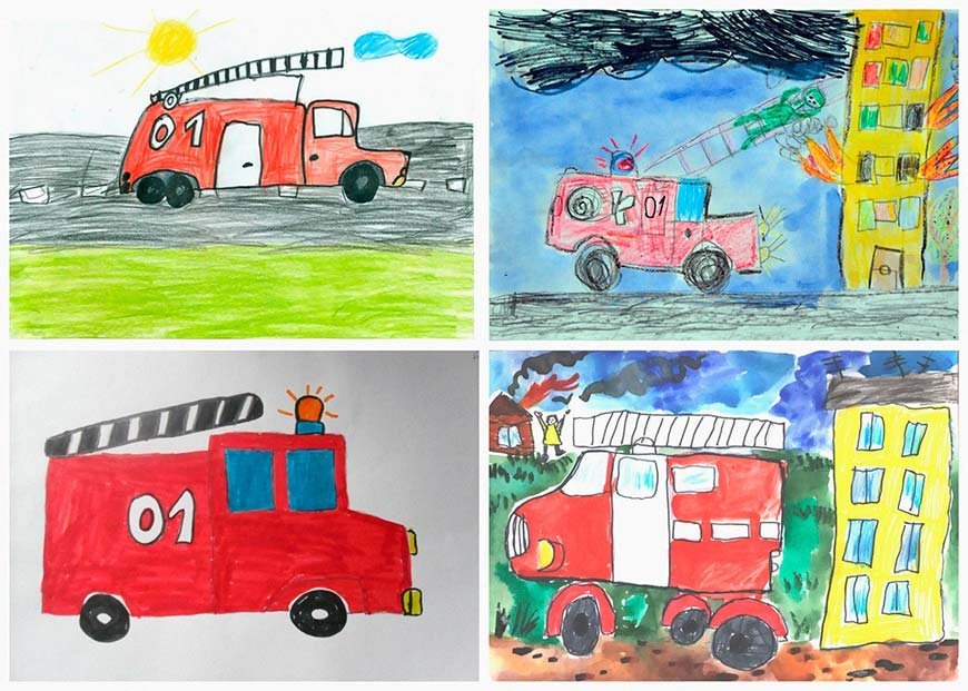 Пожарная машина старшая группа. Рисование для детей пожарная машина. Рисунок пожарная безопасность. Детские рисунки пожарной машины. Пожарная машина рисунок для детей.