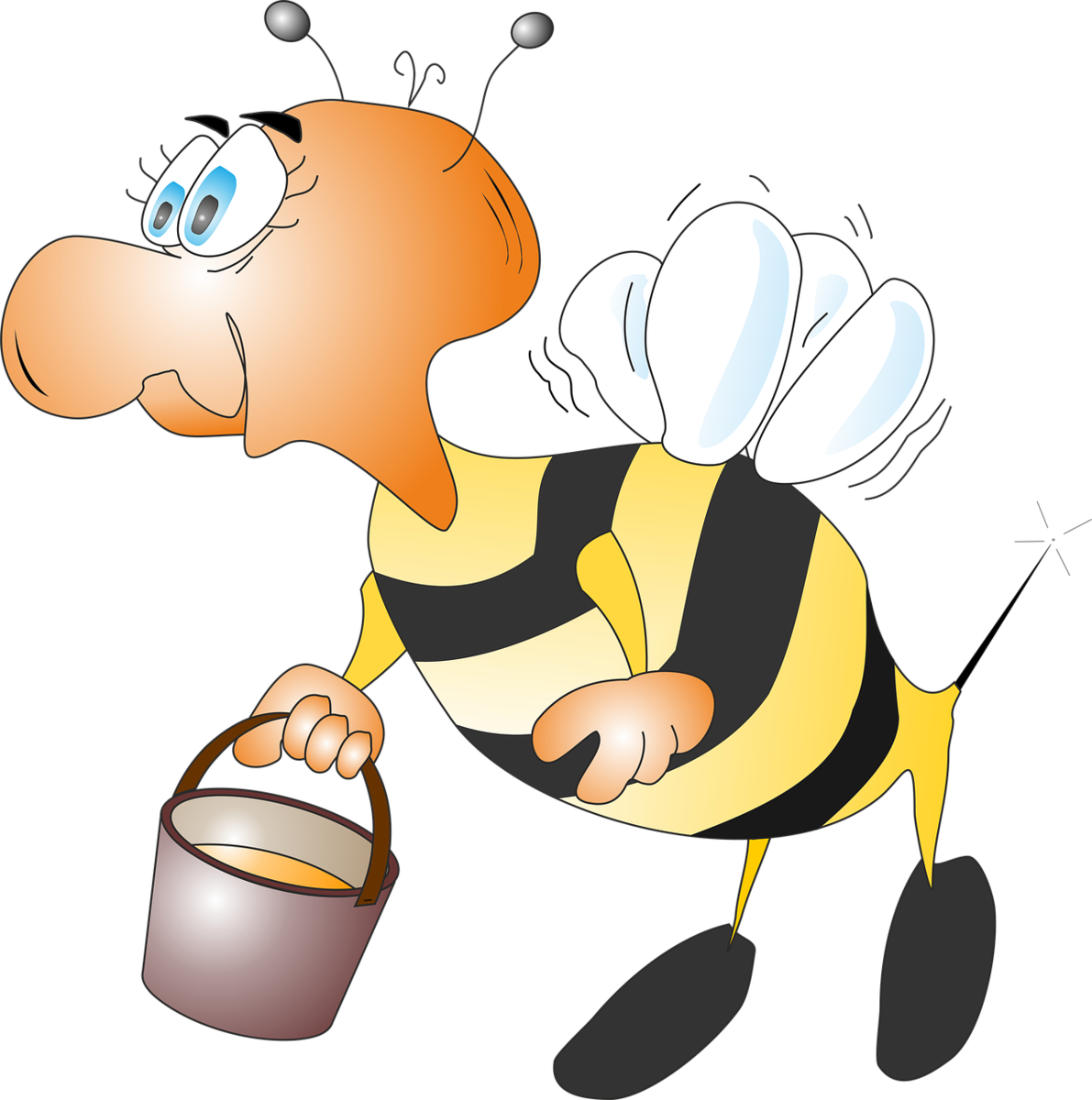 Пчелка с ведром. Пчела рисунок. Пчелы и мед. Пчеловод мультяшный. Пчела уток