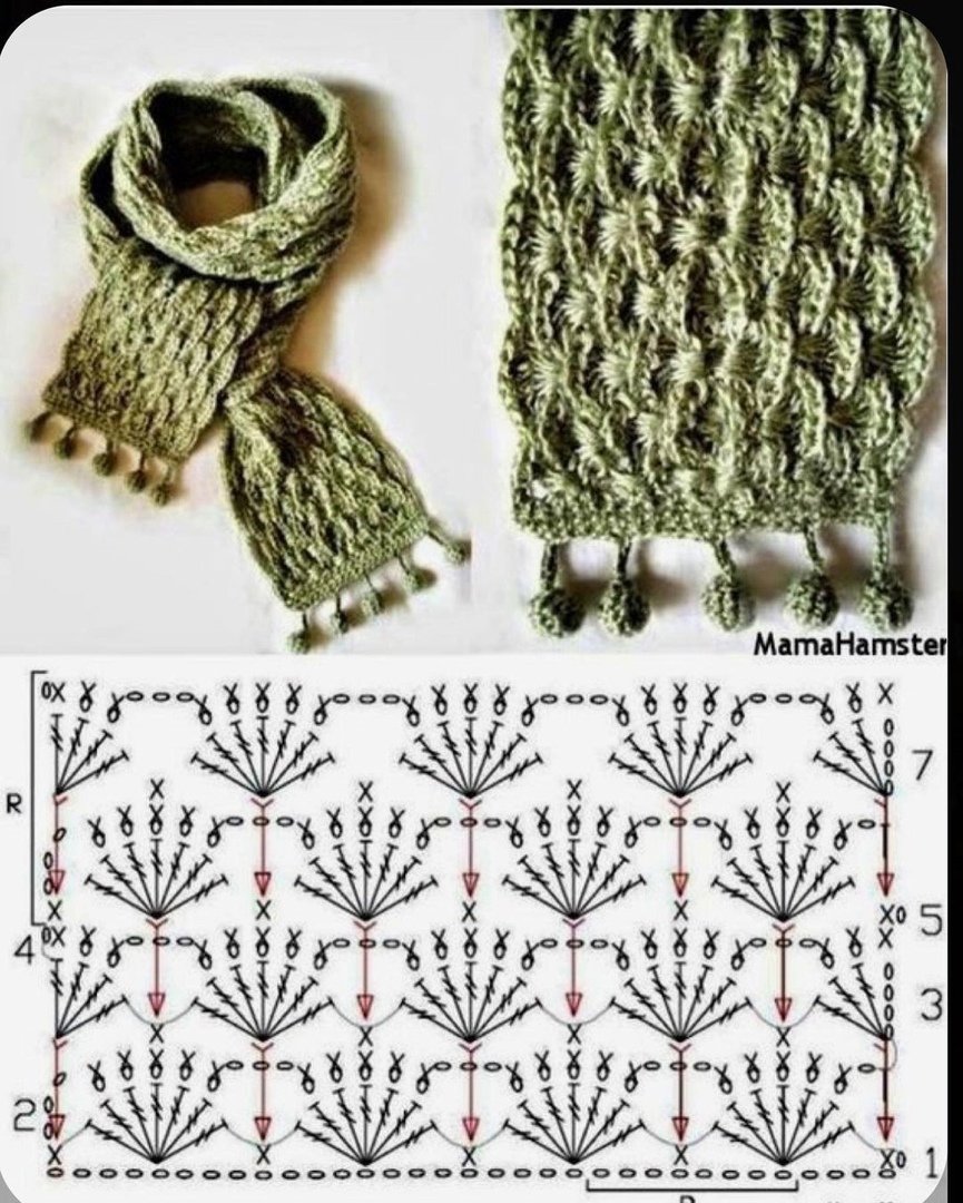 Схема вязания шарфа крючком