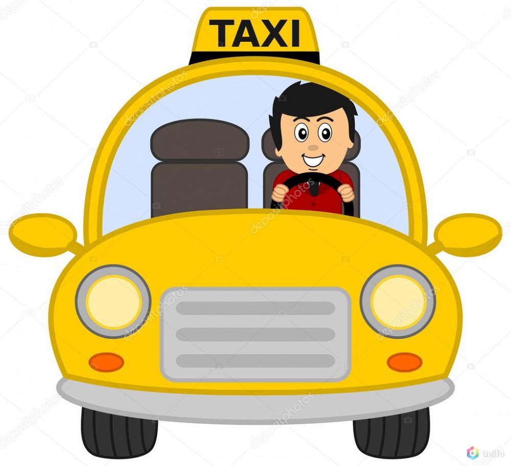 Водитель такси на белом фоне