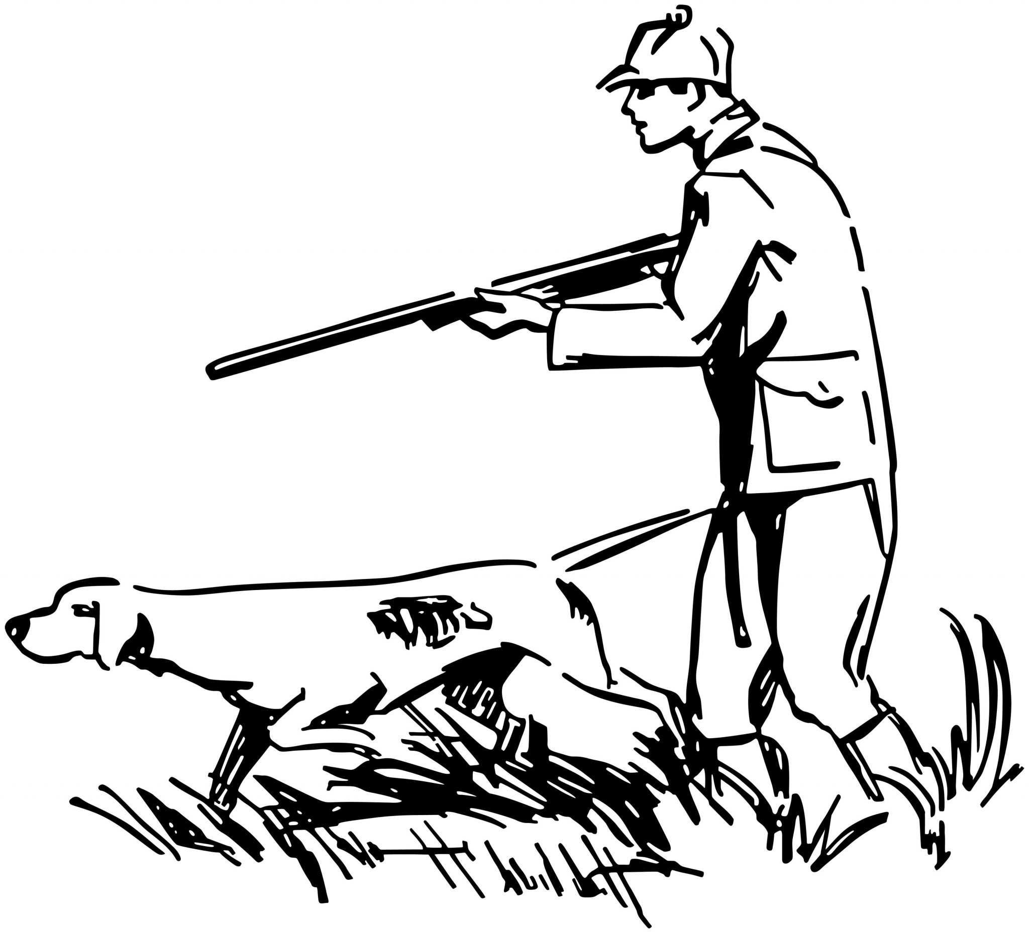 Охотник с собакой рисунок
