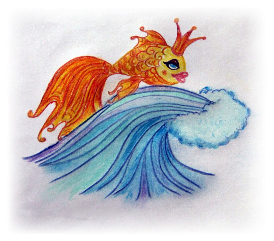 Золотая рыбка Пушкина рисунок