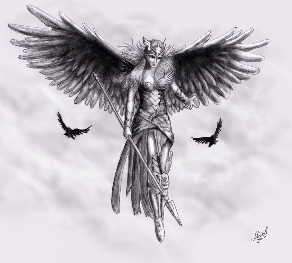 Ангел воин Валькирия Татуировка