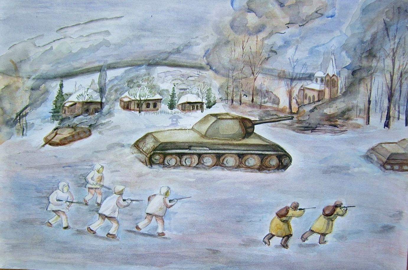 Освобождение Воронежа рисунок