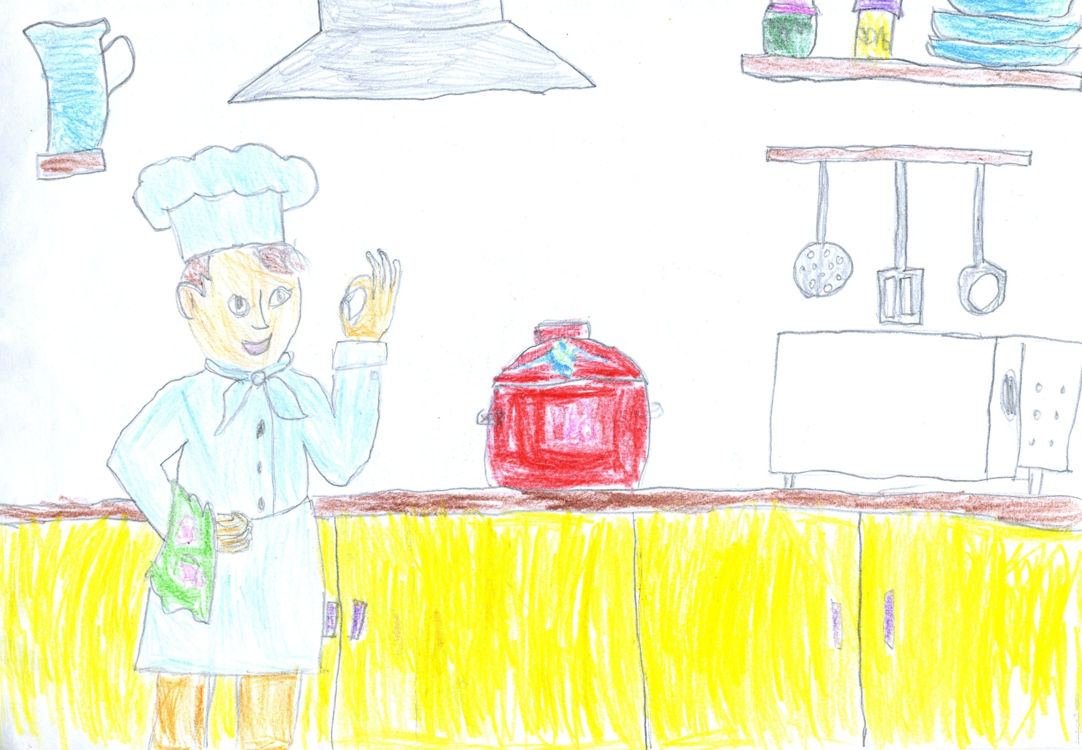 Профессия повар для детей рисование