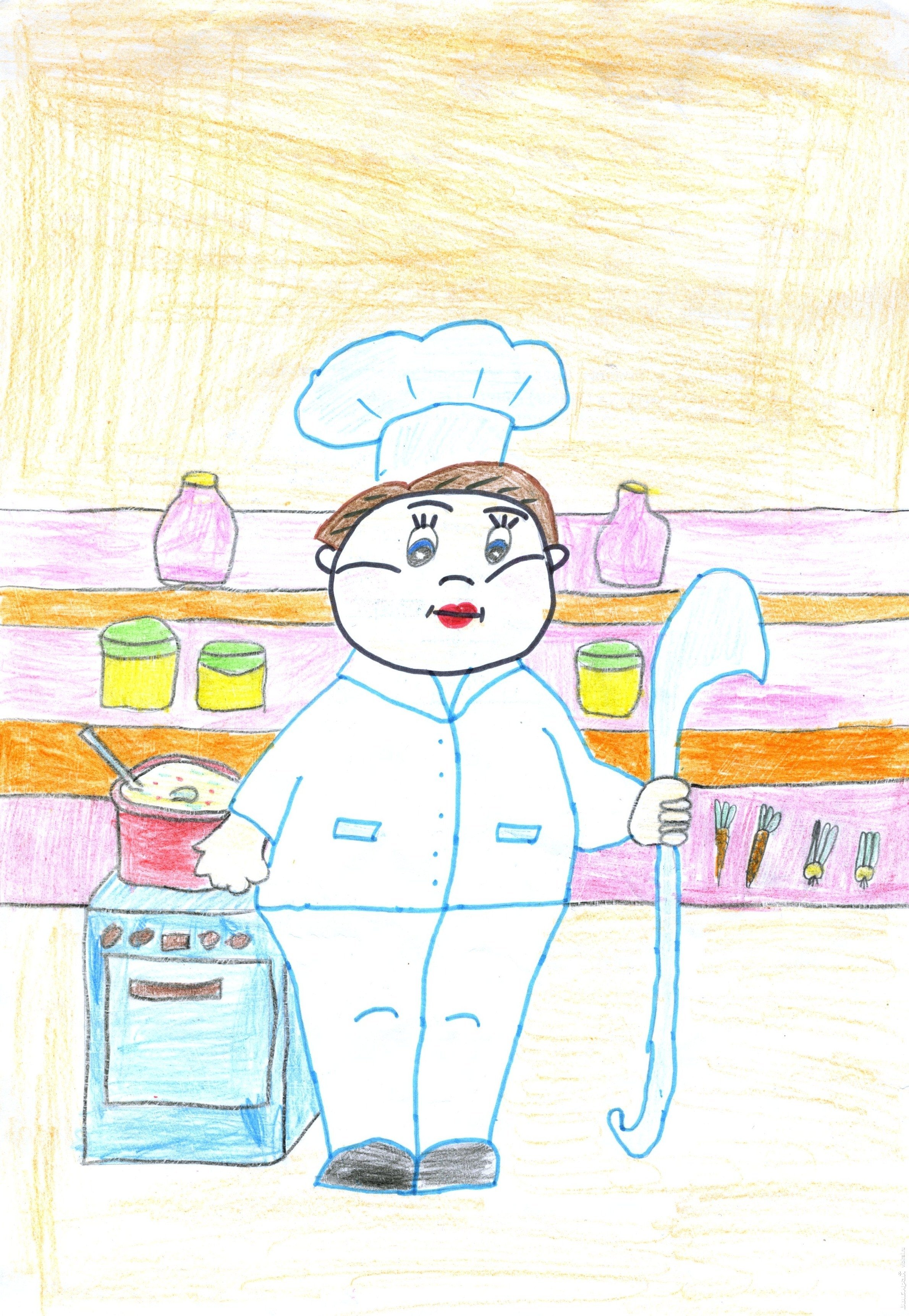 Рисование повар в детском саду