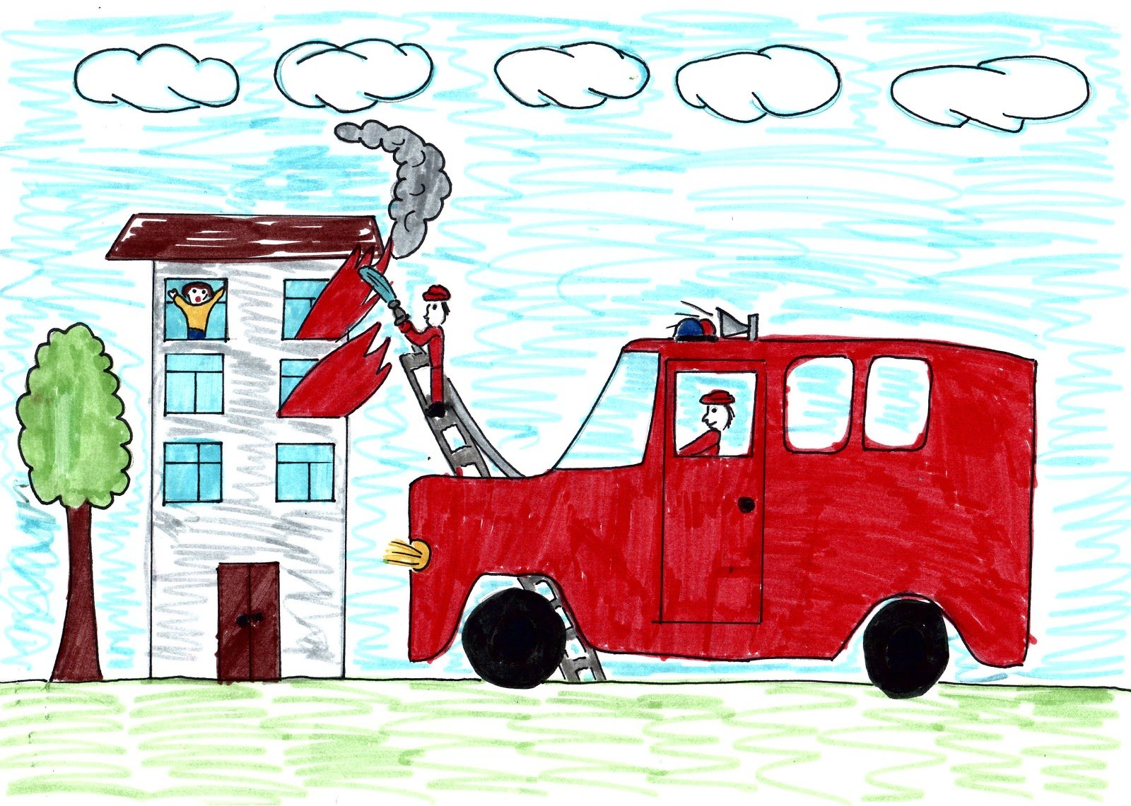 Профессия пожарный рисунок для детей