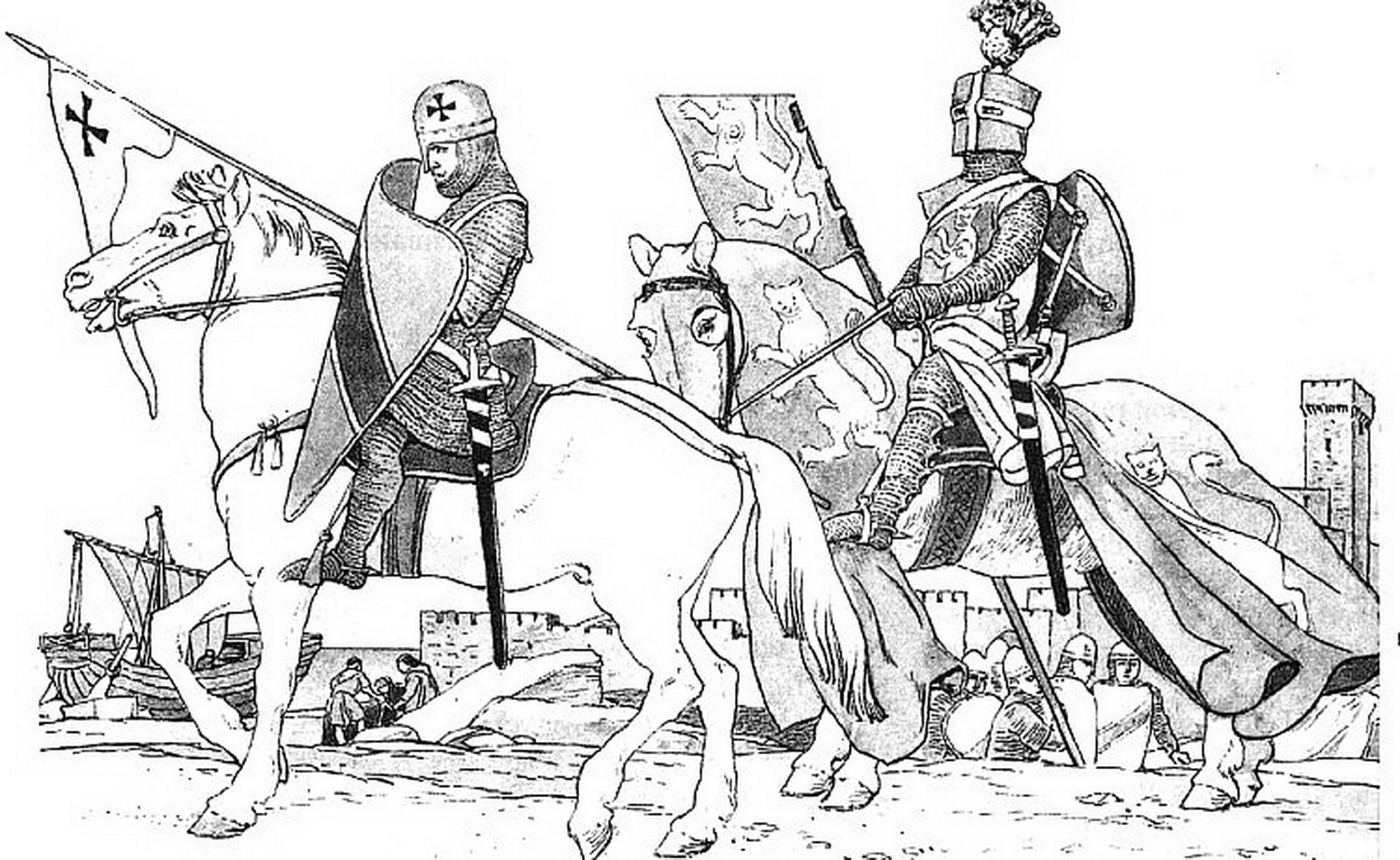 Средневековая гравюра Крестоносец