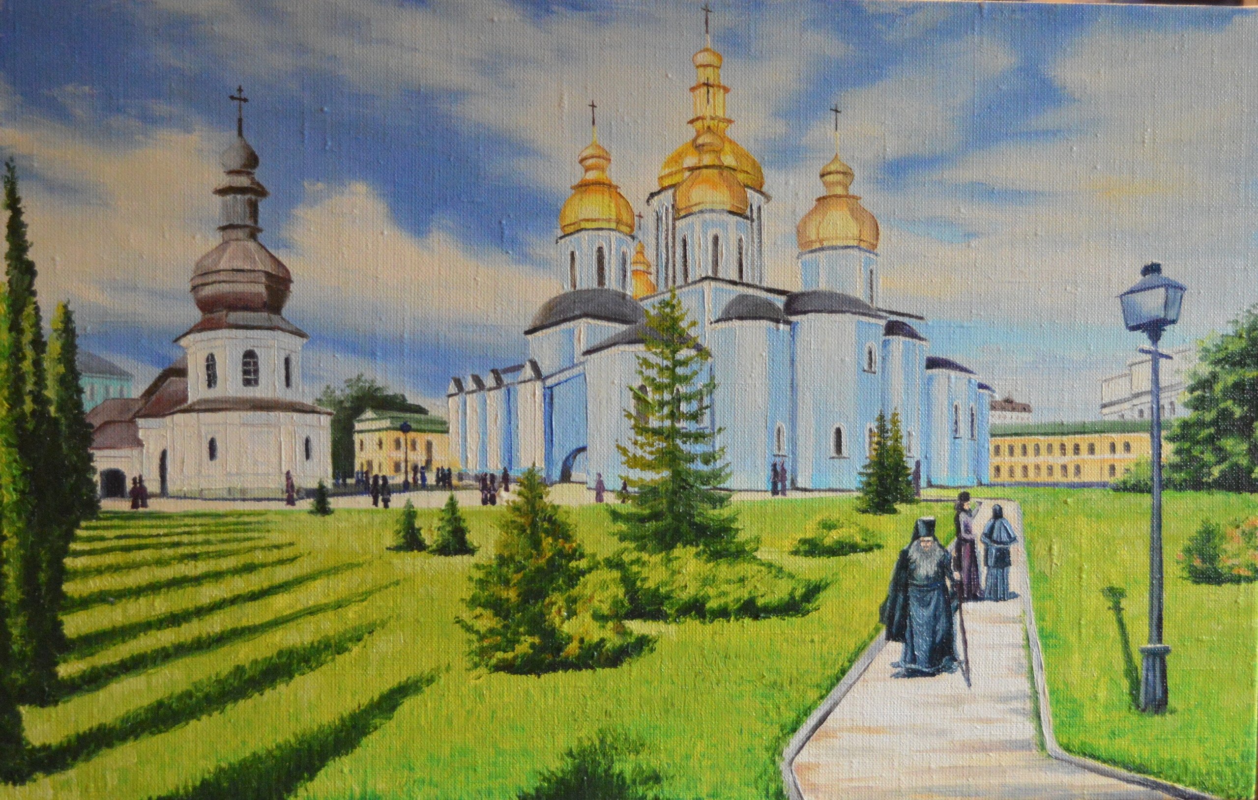 Паломники живопись храм Православие