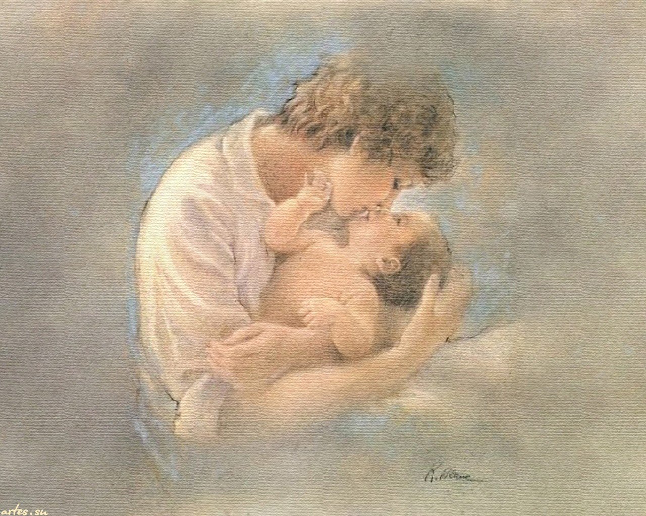 Картина мама с ребенком на руках