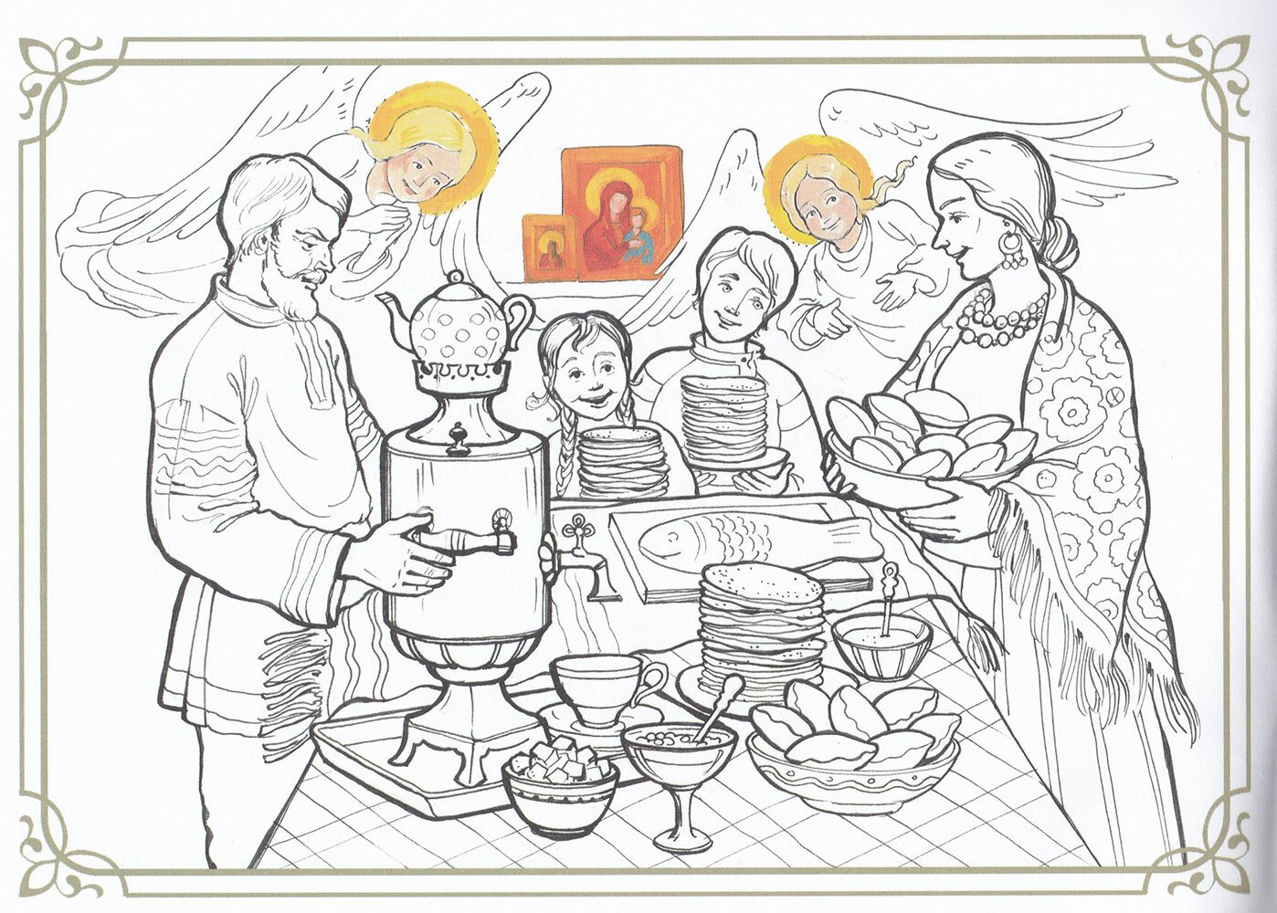 Рисунок русские народные праздники раскраска
