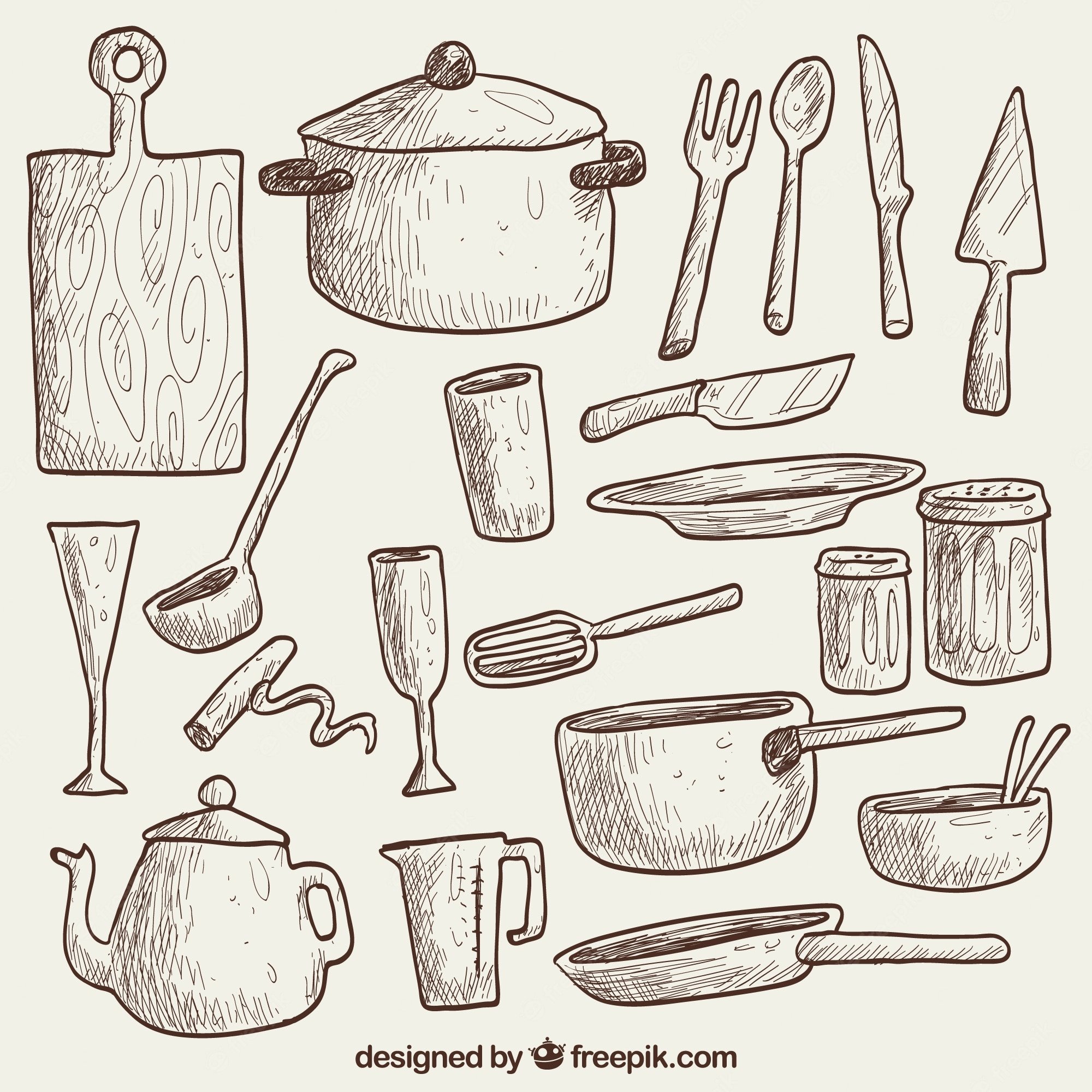 Изобразить предмет быта. Кухонная утварь рисунок. Кухонные принадлежности карандашом. Рисование кухонной посуды. Наброски кухонной утвари.