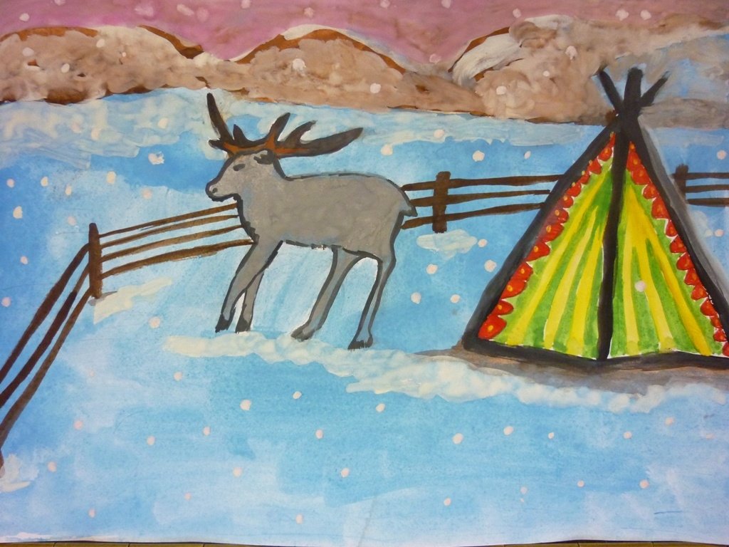 Как я представляю тундру рисунок. Тундра рисунок. Рисунки на тему Север. Рисование тундра. Рисование народов севера.