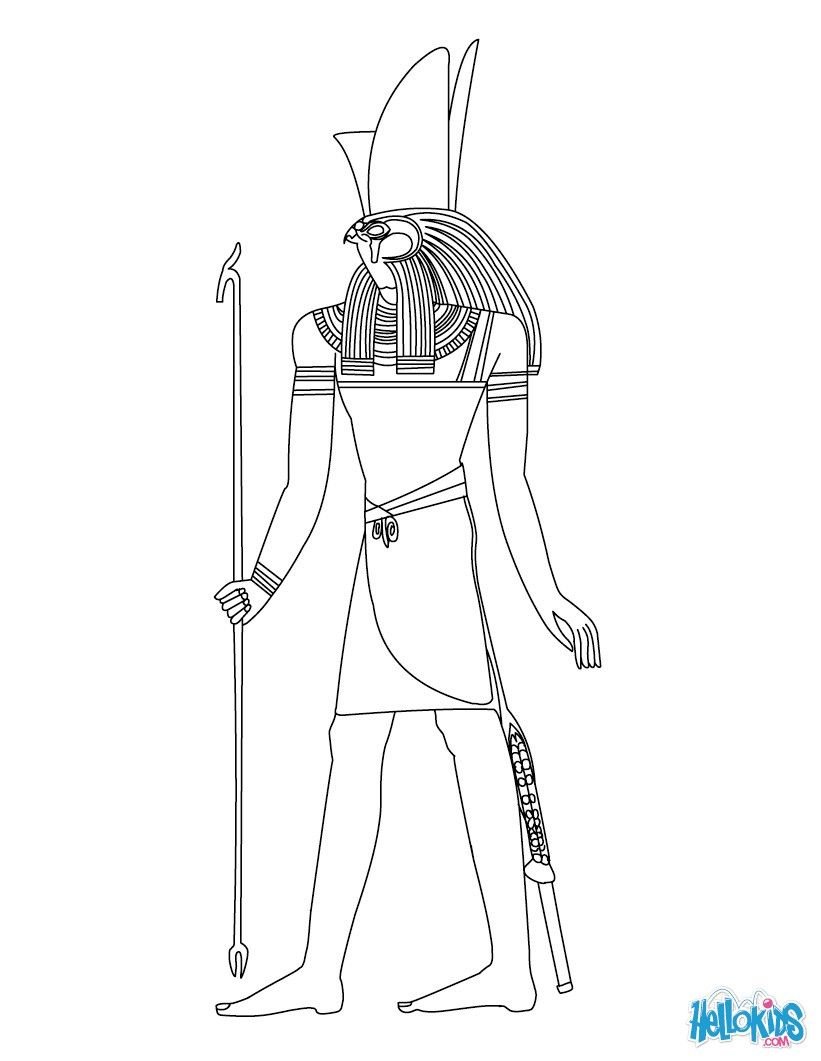 Раскраска Бога Амон ра древнего Египта