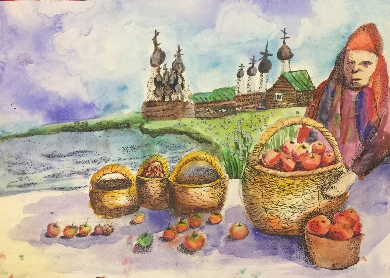 Рисунки на яблочный спас в детский сад