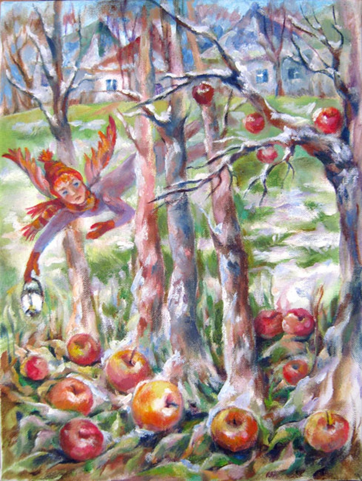 Елена Степина батик живопись спас яблоки