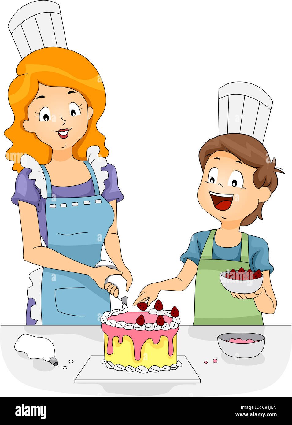 Мама печет торты. Готовка рисунок. Кухня с рисунком торта. Мама с ребенком пекут. Иллюстрации мамы с детьми готовка.
