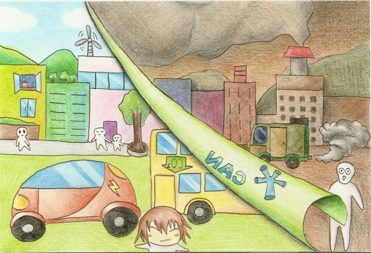 Рисунок на тему загрязнение атмосферы