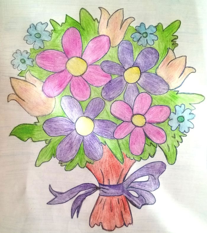 Цветы картинка букет нарисовать