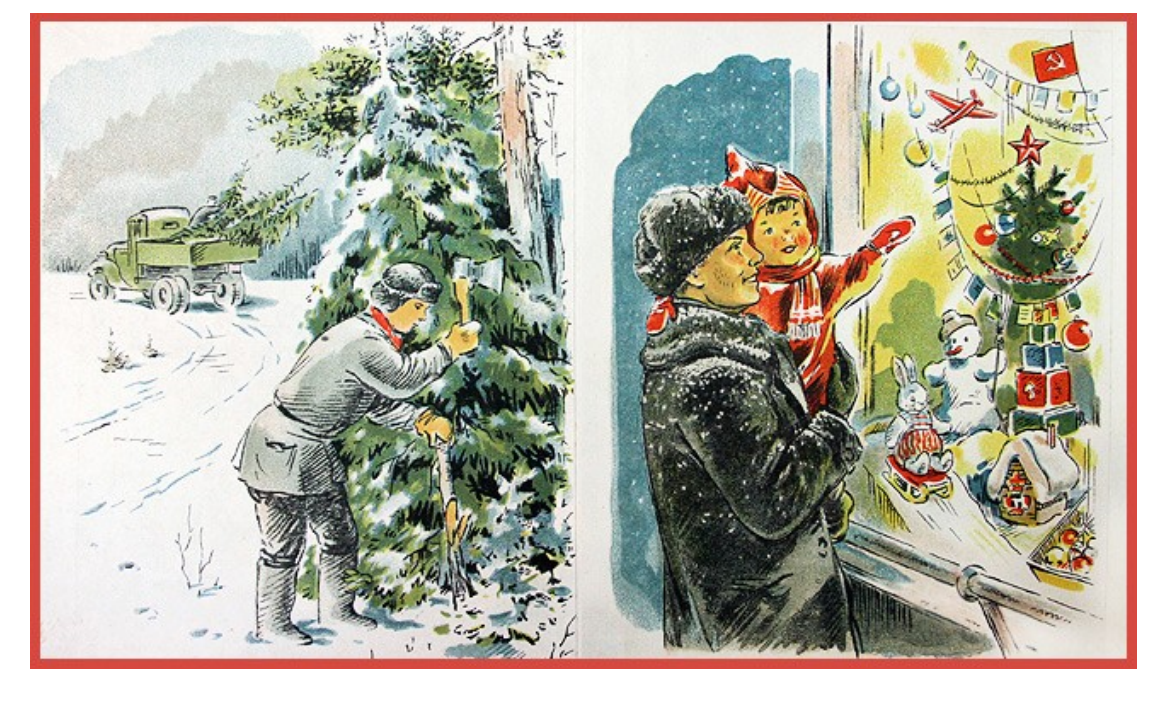 Новый год военного времени. Новый год советские открытки. Советская елка открытка. Советские иллюстрации. Советские детки на новогодних открытках.