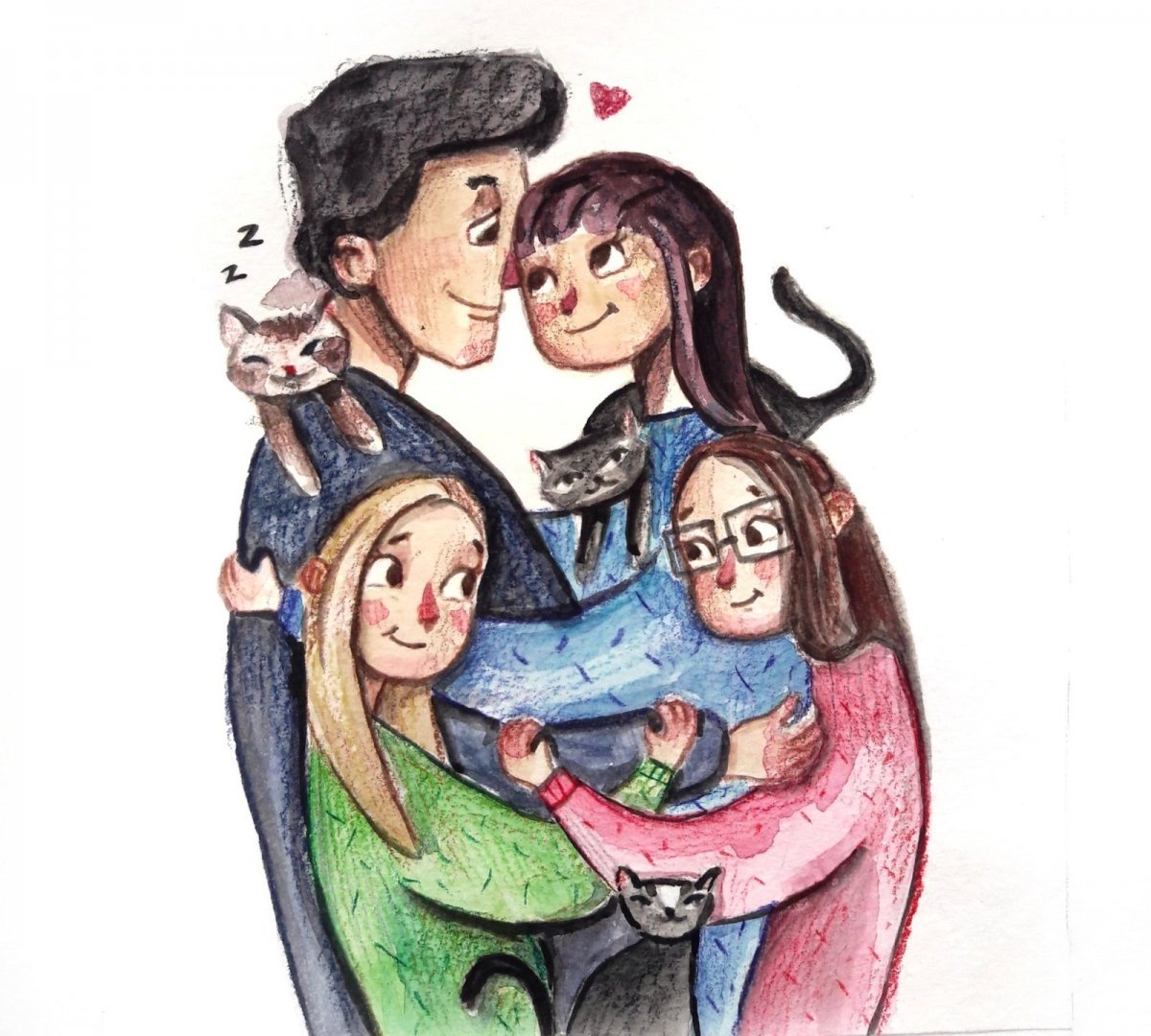 Счастливая семья рисунок